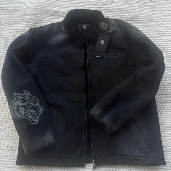 Darc Sport “Been Through It Hard Work” Zip Jacket – Distressed Blackout - Picture 2 of 16